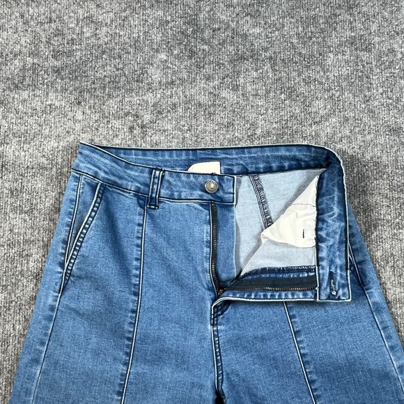 Litz Wide Jeans Womens 28 Blue Denim Cotton Frayed Hem High Rise Medium Wash - Picture 6 of 11